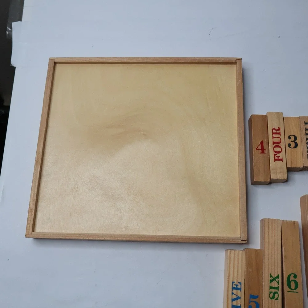 Vintage‎ Wooden Counting Blocks Math Toy Montessori Educational Set 1-10 Tray